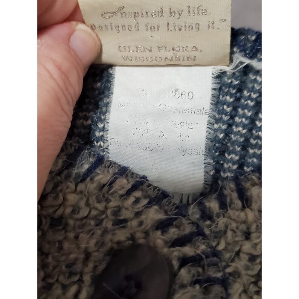 Artisans Knit Cardigan Sweater Women Large Blue Gray Folk Art Button Front - Picture 9 of 13